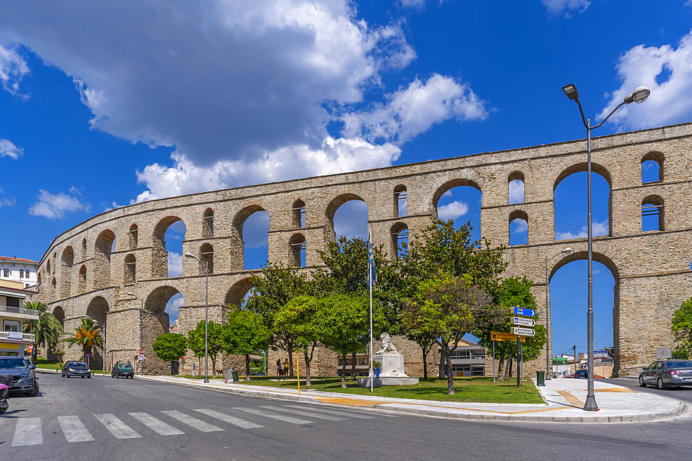 View of Aqueduct from Ottoman era, Dimos Kavalas, Eastern Macedonia and Thrace, Gulf of Thasos, Gulf of Kavala, Thracian Sea, Greece, Europe