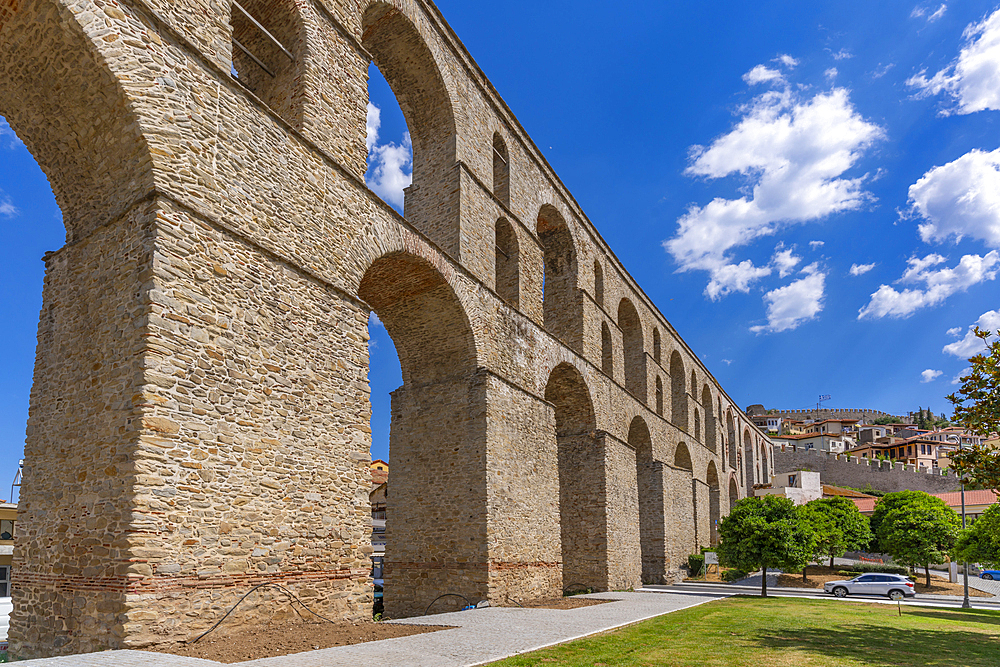 View of Aqueduct from Ottoman era, Dimos Kavalas, Eastern Macedonia and Thrace, Gulf of Thasos, Gulf of Kavala, Thracian Sea, Greece, Europe