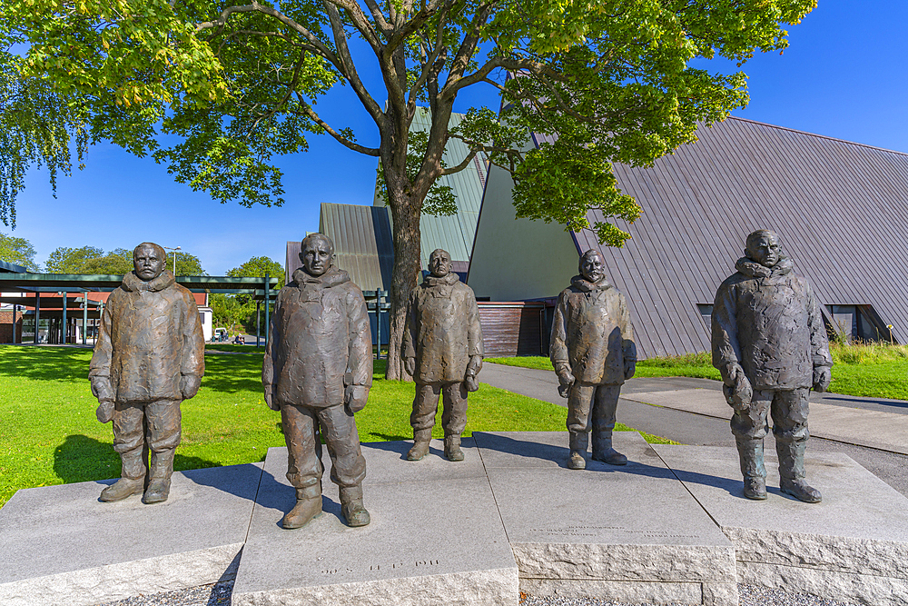 View of Roald Amundsen monument sculpture at The Fram Museum, Bygdoynesveien, Oslo, Norway, Scandinavia, Europe