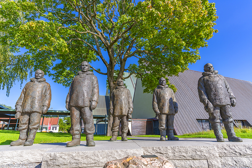 View of Roald Amundsen monument sculpture at The Fram Museum, Bygdoynesveien, Oslo, Norway, Scandinavia, Europe