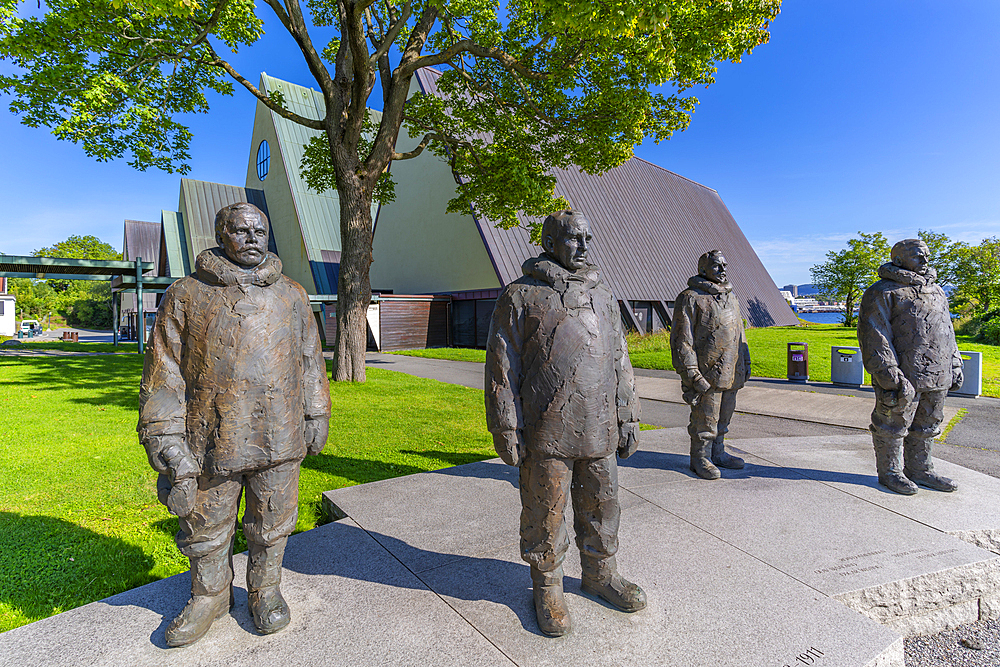 View of Roald Amundsen monument sculpture at The Fram Museum, Bygdoynesveien, Oslo, Norway, Scandinavia, Europe