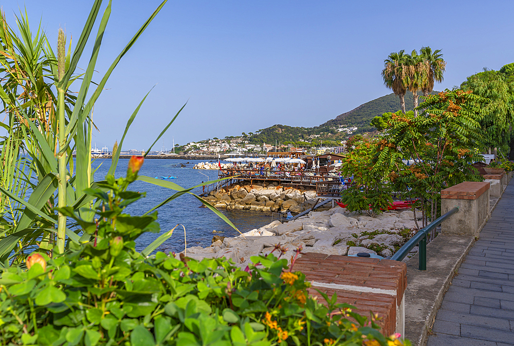 View of promenade in the town of Casamicciola Terme, Island of Ischia, Campania, Italy, Europe