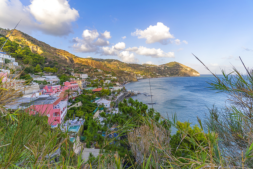 View of coastline from Sant'Angelo, Sant'Angelo, Island of Ischia, Campania, Italy, Europe