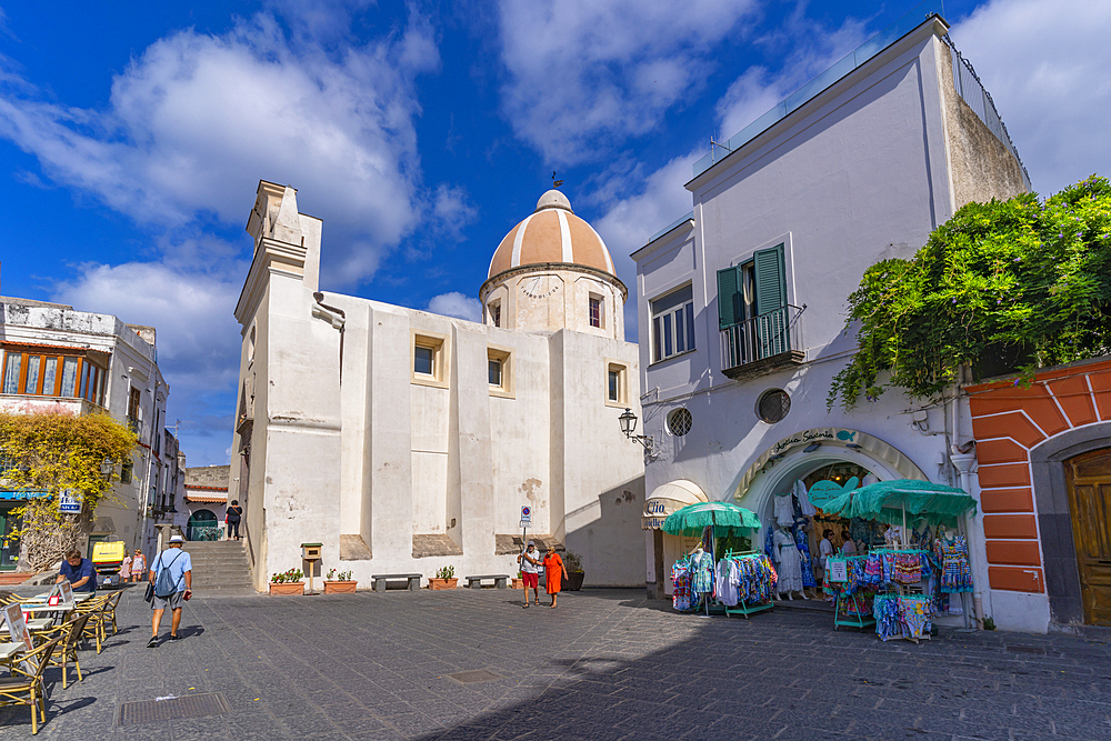 View of Chiesa di San Gaetano church in Piazza Medaglia d'Oro, Forio, Island of Ischia, Campania, Italy, Europe