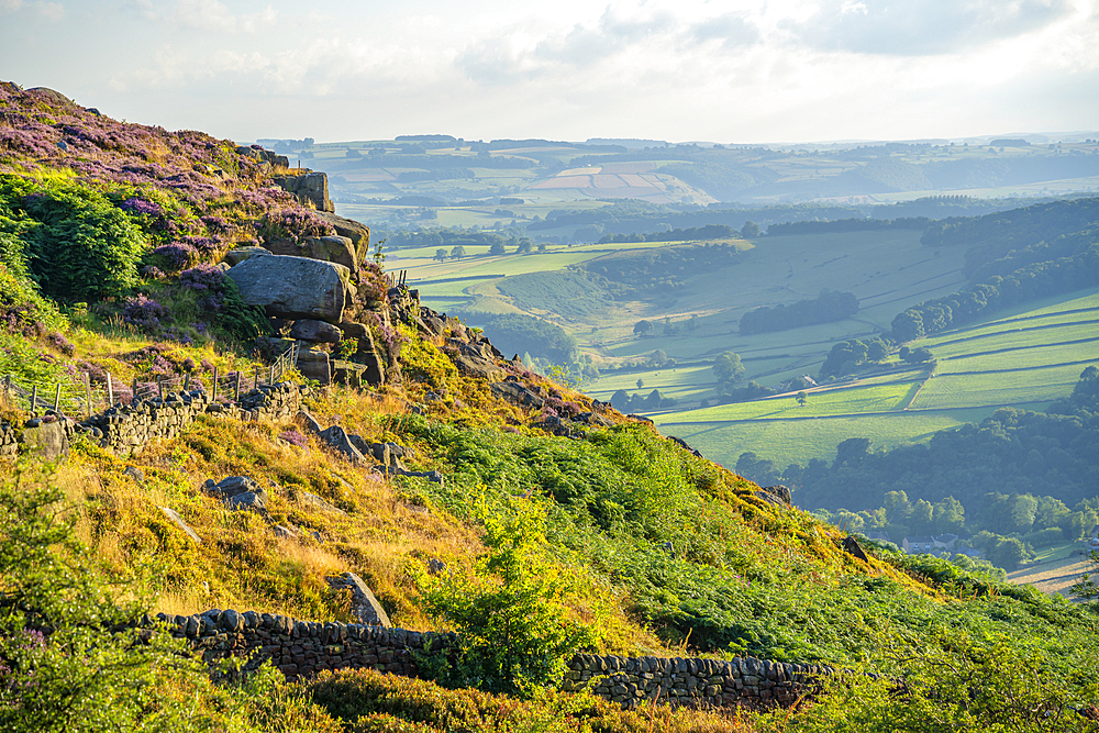 View of Landsacpe from Curbar Edge, Peak District National Park, Baslow, Derbyshire, England, United Kingdom, Europe