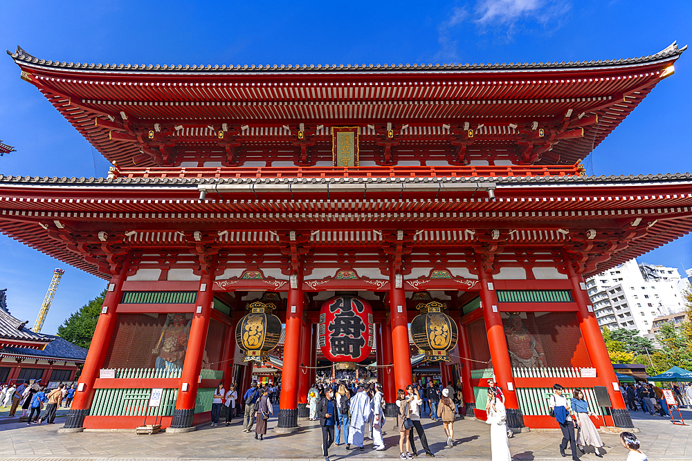 View of Senso-ji Hozomon Gate at Senso-ji Temple, Asakusa, Taito City, Tokyo, Honshu, Japan