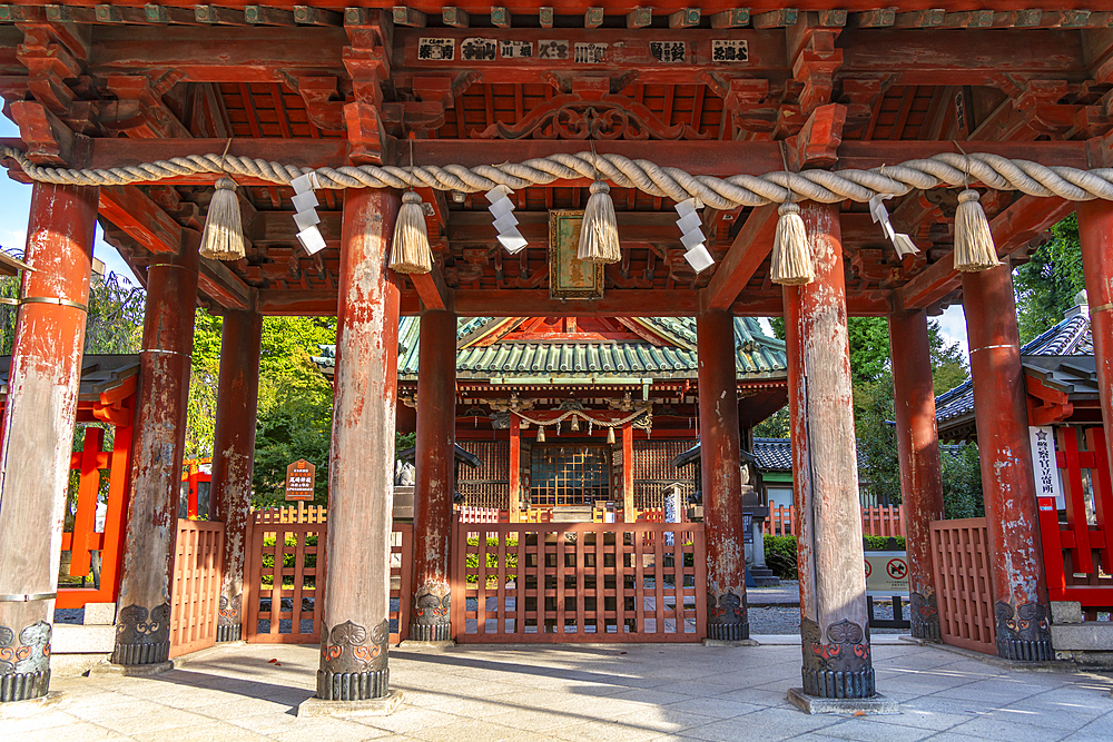 View of the Ozaki Shrine on a sunny day, Kanazawa City, Ishikawa Prefecture, Honshu, Japan