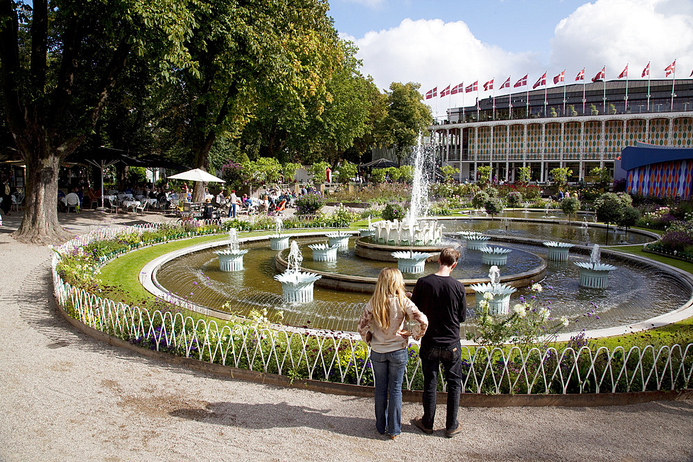 Tivoli Gardens Fountain, Copenhagen, Denmark, Scandinavia, Europe