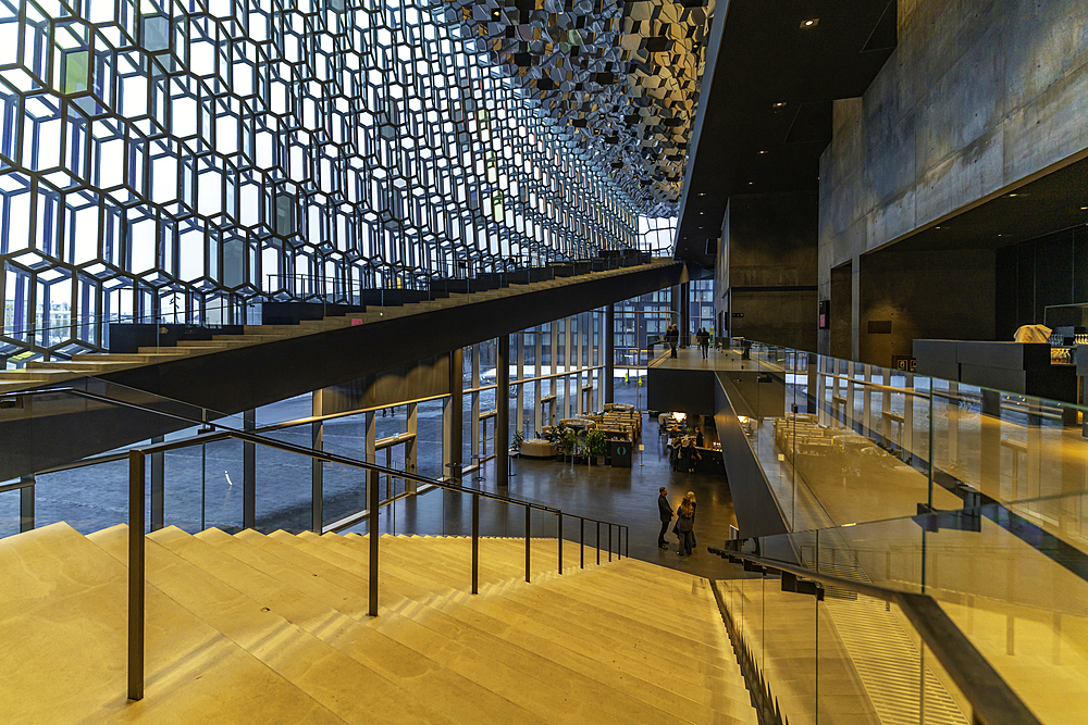 View of interior of the Harpa Concert Hall and Conference Centre, Reykjavík, Iceland, Europe