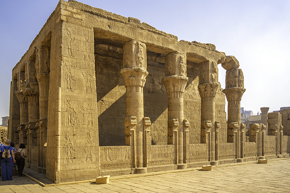 View of Temple of Edfu Mammisi at the entrance to Temple of Edfu, Edfu, Egypt, Africa