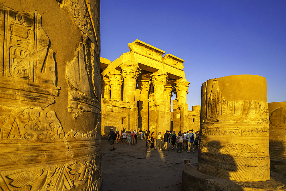 View of the Temple of Horus at sunset, Edfu, Egypt, North Africa, Africa