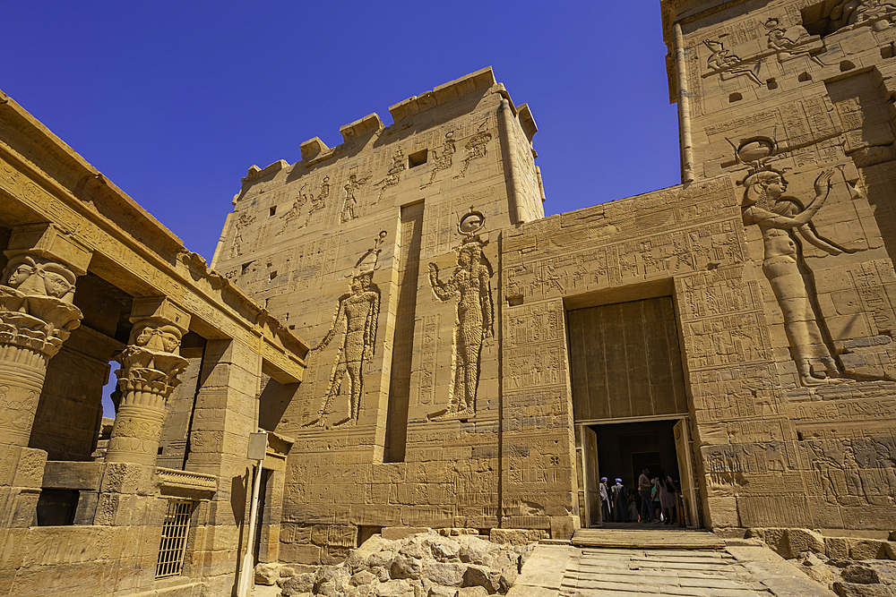 View of Temple at Philae on a sunny day, Aswan, Nubia, Egypt, North Africa, Africa