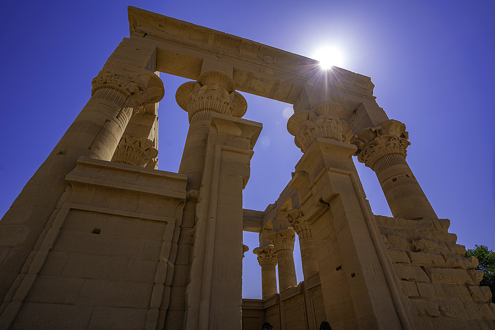 View of Temple at Philae on a sunny day, Aswan, Nubia, Egypt, North Africa, Africa