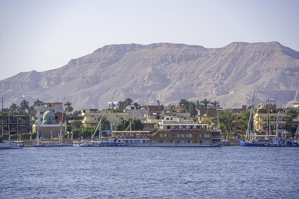 View of Nile river in Luxor on a sunny day, Luxor, Egypt, Africa