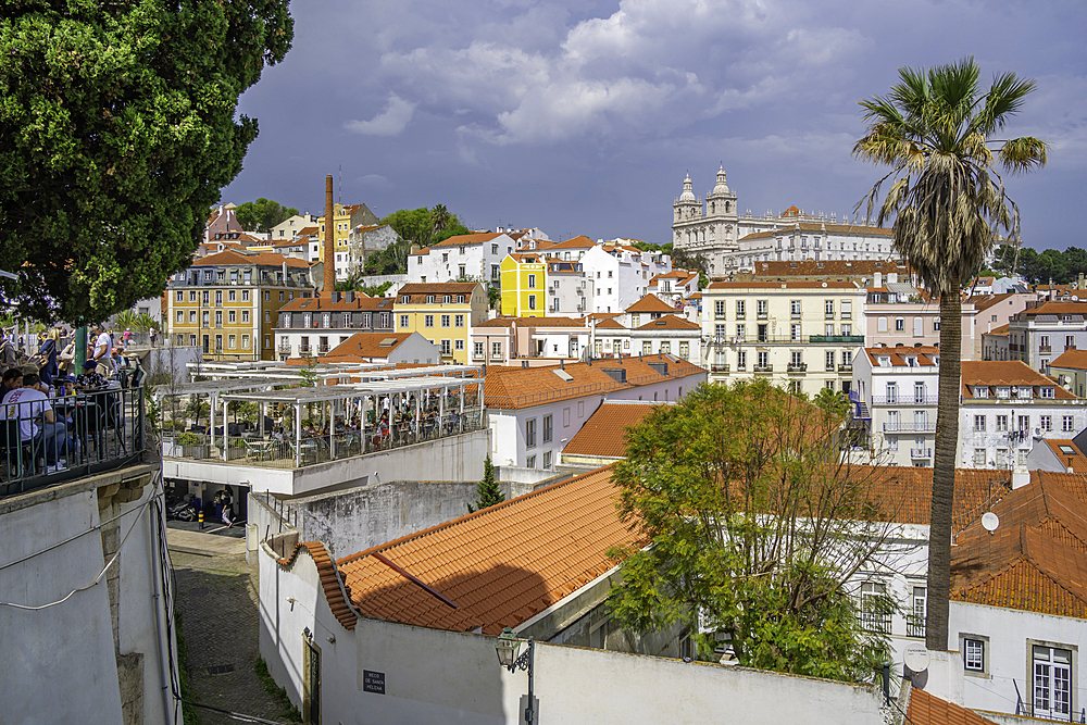 View of terrakotta rooftops in Alfama, Alfama District, Lisbon, Portugal, Europe