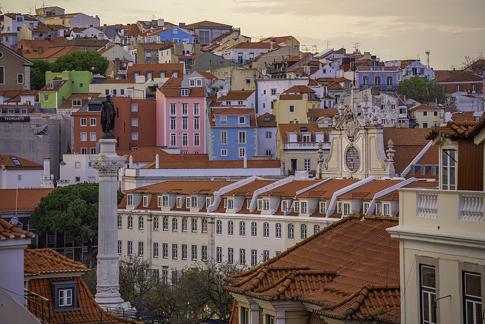 View of city from Carmo Archaeological Museum at sunset, Lisbon, Portugal, Europe