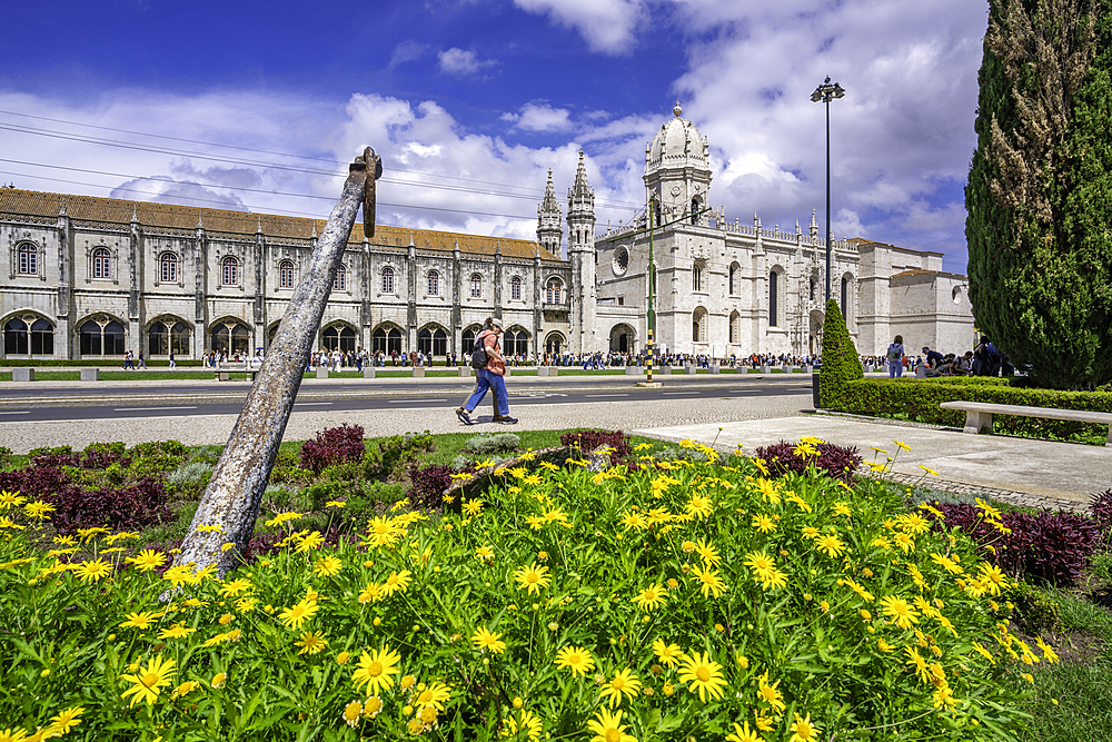 View of Jerónimos Monastery (Monastery of the Hieronymites) on a sunny day, Lisbon, Portugal, Europe