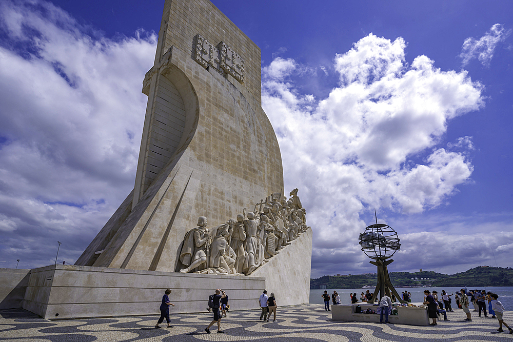 View of Monument to the Discoveries (Padrão dos Descobrimentos) on a sunny day, Lisbon, Portugal, Europe