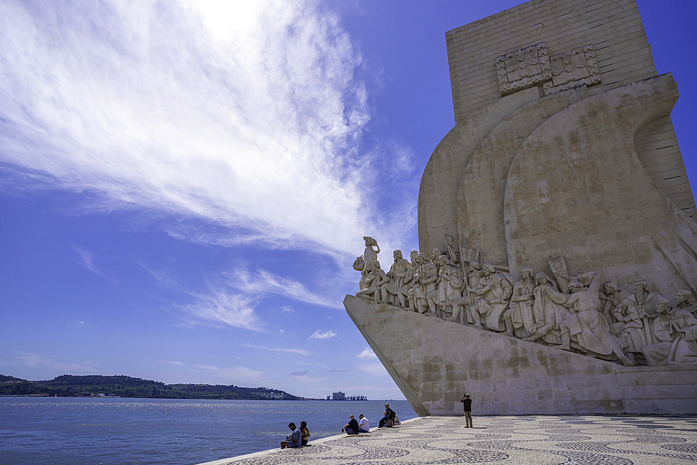 View of Monument to the Discoveries (Padrão dos Descobrimentos) on a sunny day, Lisbon, Portugal, Europe