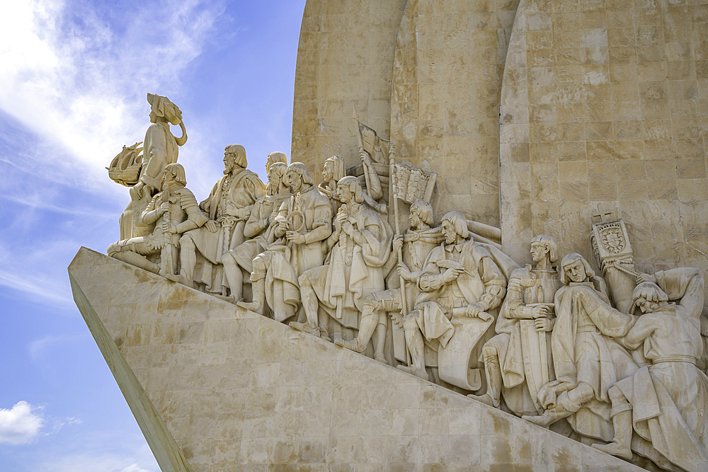 View of Monument to the Discoveries (Padrão dos Descobrimentos) on a sunny day, Lisbon, Portugal, Europe