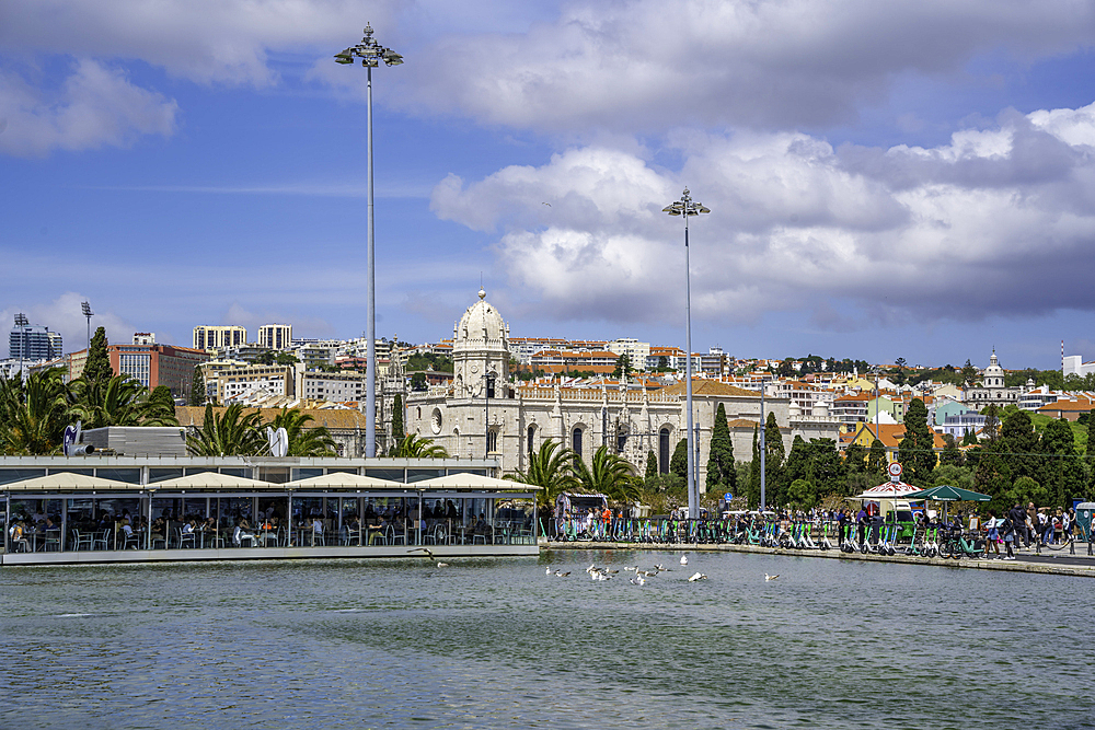 View of Jerónimos Monastery (Monastery of the Hieronymites) on a sunny day, Lisbon, Portugal, Europe