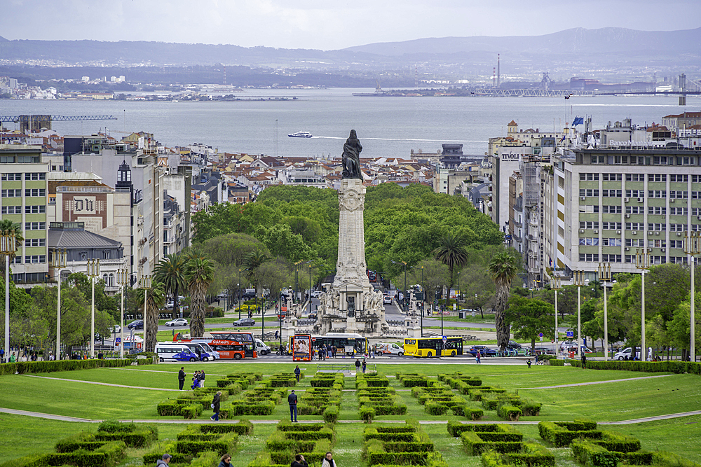 View of Parque Eduardo VII and Marques De Pombal, Lisbon, Portugal, Europe
