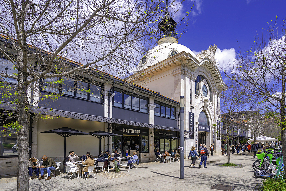 View of exterior of Time Out Market on a sunny day, Lisbon, Portugal, Europe
