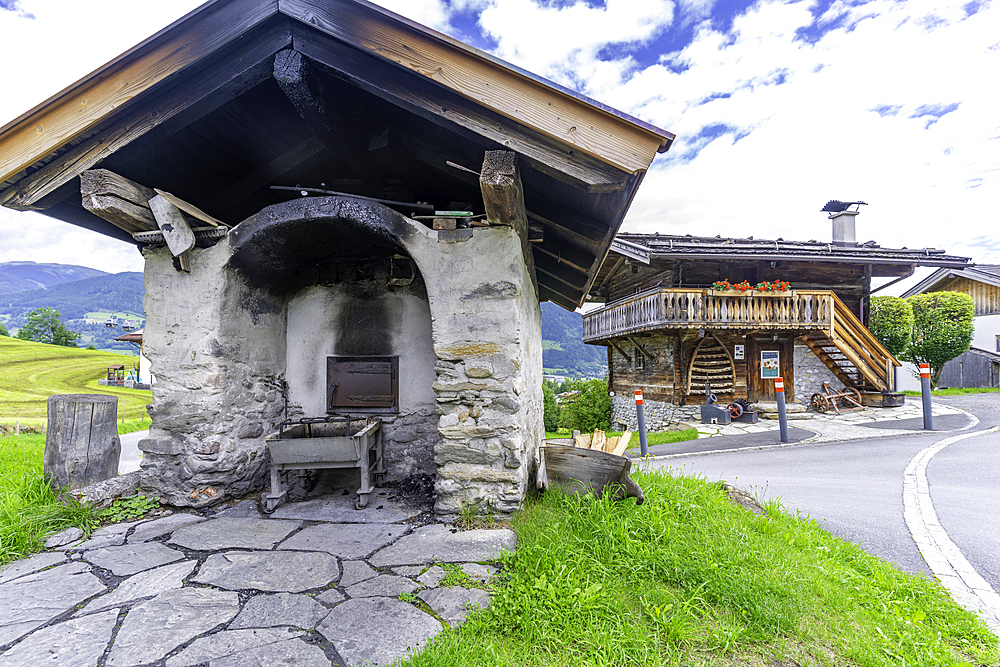 View of wooden artifact at the museum on a sunny day, Kaprun, Salzburg, Austria, Europe