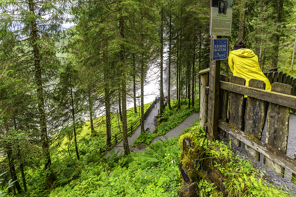 View of Krimml Waterfalls during summer, Krimml Waterfalls, Hohe Tauern National Park, Salzburger Land, Austria, Europe