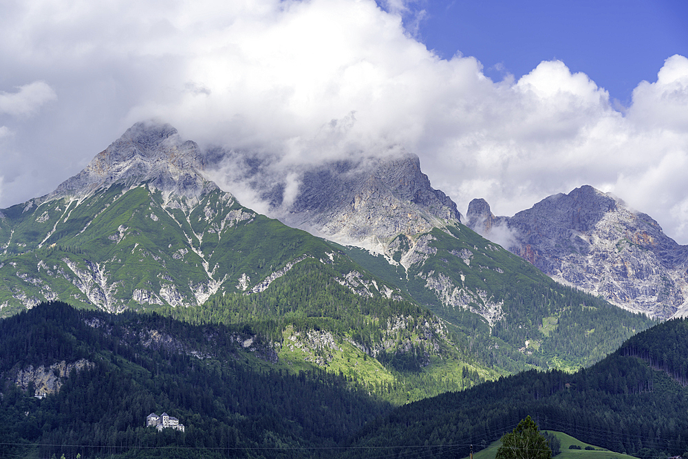 View of landscape near Saalfelden on a sunny day, Zell am See, Salzburg, Austria, Europe