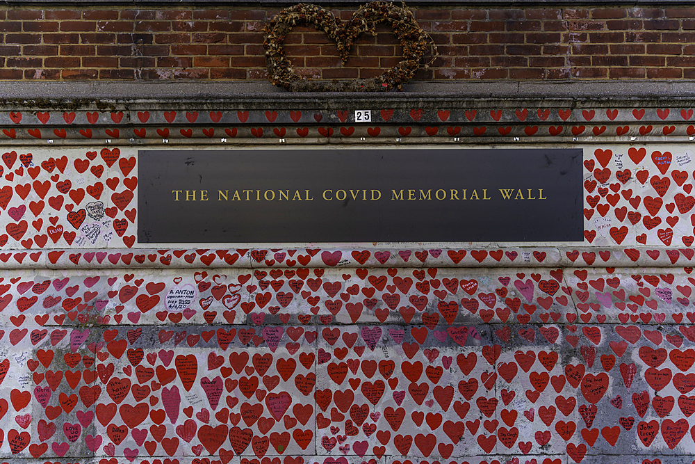 View of The National Covid Memorial Wall, Lambeth, London, England, United Kingdom, Europe