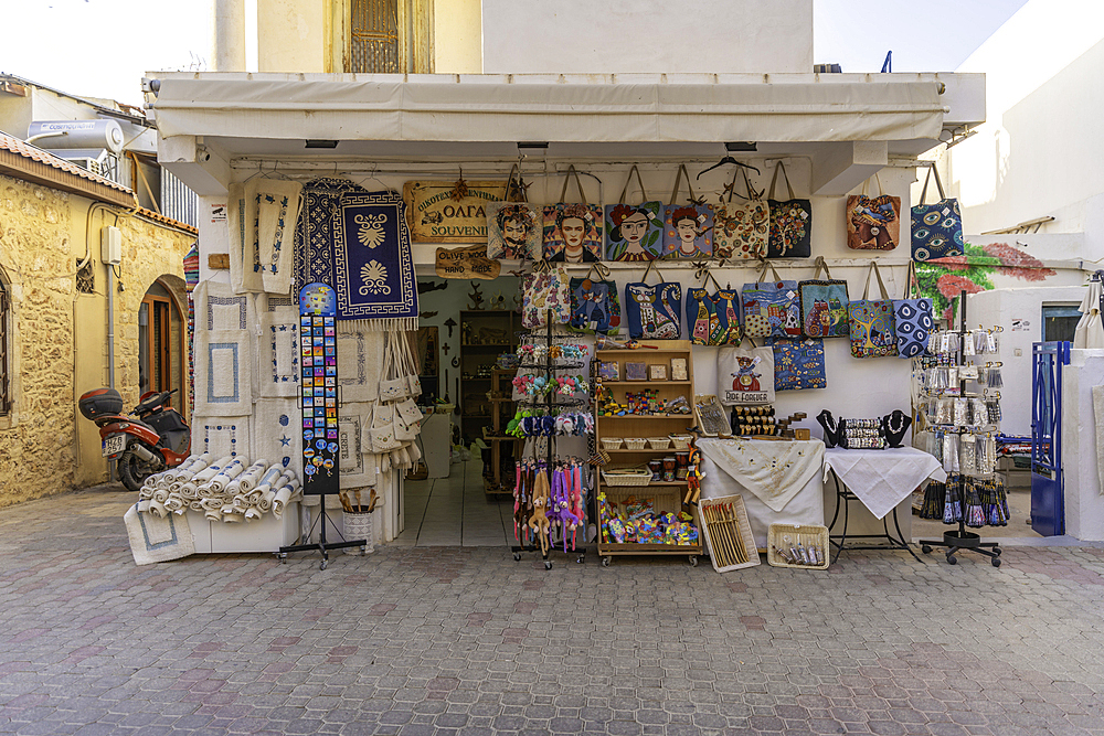 View of shop in Chersonisos village, Piskopiano, Crete, Greek Islands, Greece, Europe