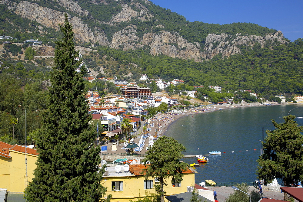 View over town and harbour, Turunc, Anatolia, Turkey, Asia Minor, Eurasia