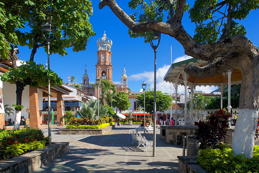 View of Parroquia de Guadalupe (Church of Our Lady of Guadalupe) in Downtown, Puerto Vallarta, Jalisco, Mexico, North America