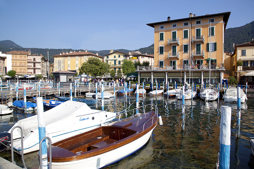 Harbour and boats, Iseo, Lake Iseo, Lombardy, Italian Lakes, Italy, Europe