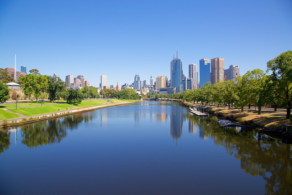 Yarra River and city skyline, Melbourne, Victoria, Australia, Pacific