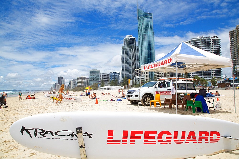 Surfers Paradise and Lifeguard Station, Gold Coast, Brisbane, Queensland, Australia, Oceania