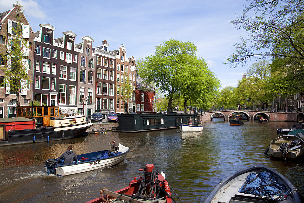 Canal and boats, Amsterdam, Holland, Europe