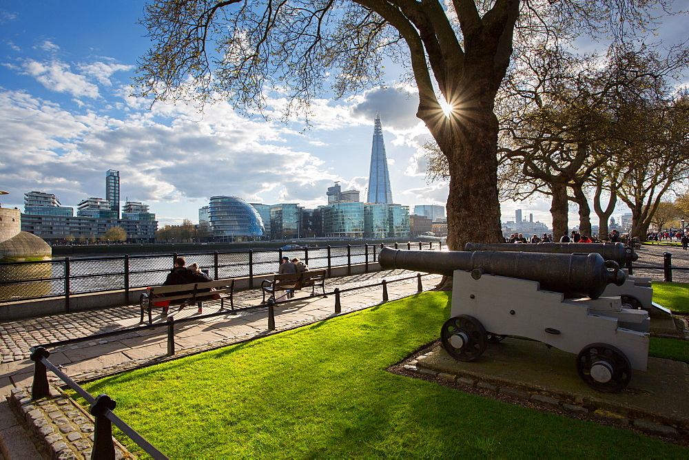 South Bank from Tower of London, London, England, United Kingdom, Europe