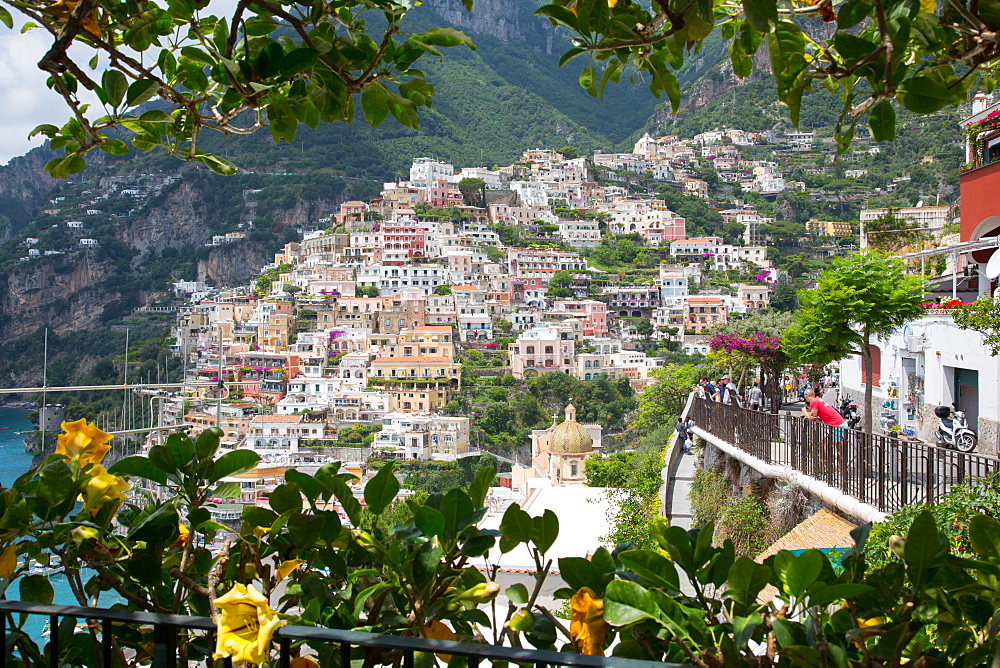 View over Positano and Chiesa di Santa Maria Assunta, Province of Salerno, Costiera Amalfitana (Amalfi Coast), UNESCO World Heritage Site, Campania, Italy, Europe