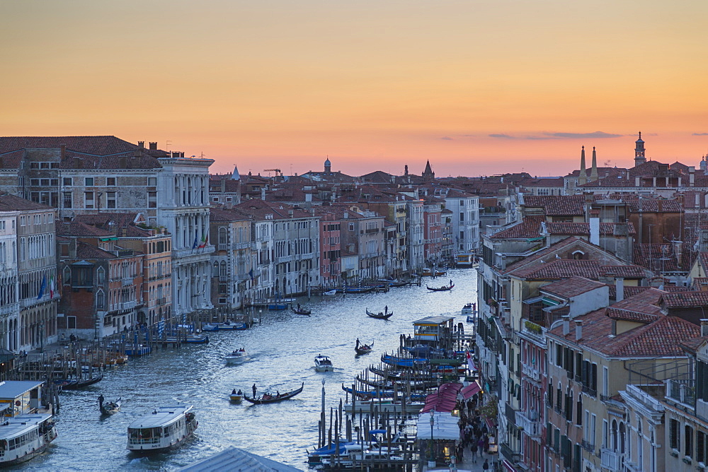 Sunset over rooftops, Venice, UNESCO World Heritage Site, Veneto, Italy, Europe