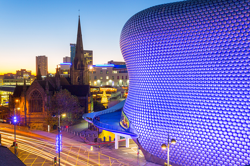 Bullring and Selfridges at dusk, Birmingham, West Midlands, England, United Kingdom, Europe
