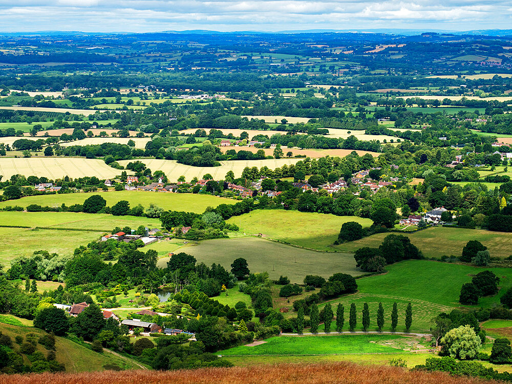 View over Herefordshire from Herefordshire Beacon, Herefordshire, England, United Kingdom, Europe