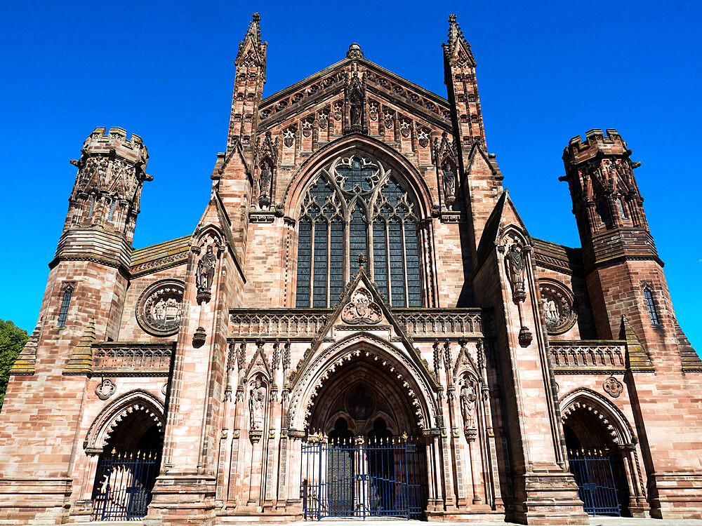 West Front of Hereford Cathedral, Hereford, Herefordshire, England, United Kingdom, Europe