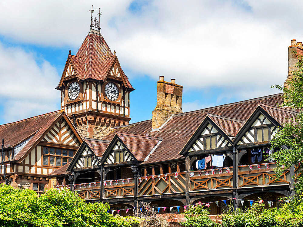 Almshouses and Barrett Browning Institute, Ledbury, Herefordshire, England, United Kingdom, Europe