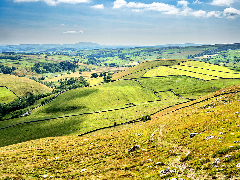 View over Malhamdale above Gordale Scar, North Yorkshire, England, United Kingdom, Europe