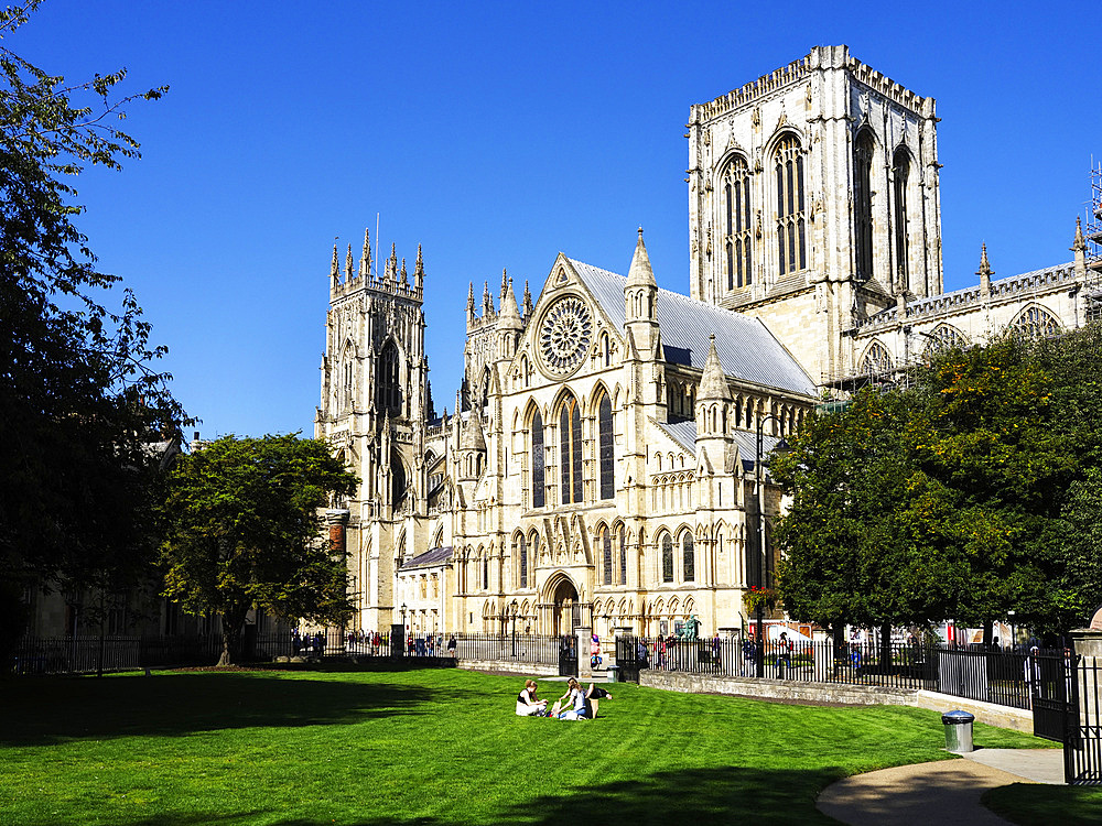 York Minster from Minster Gardens, York, Yorkshire, England, United Kingdom, Europe