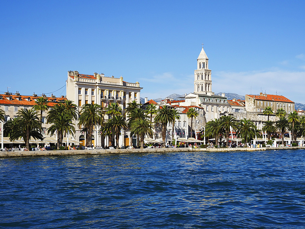 Riva and Old Town from Matejuska, Split, Croatia, Europe