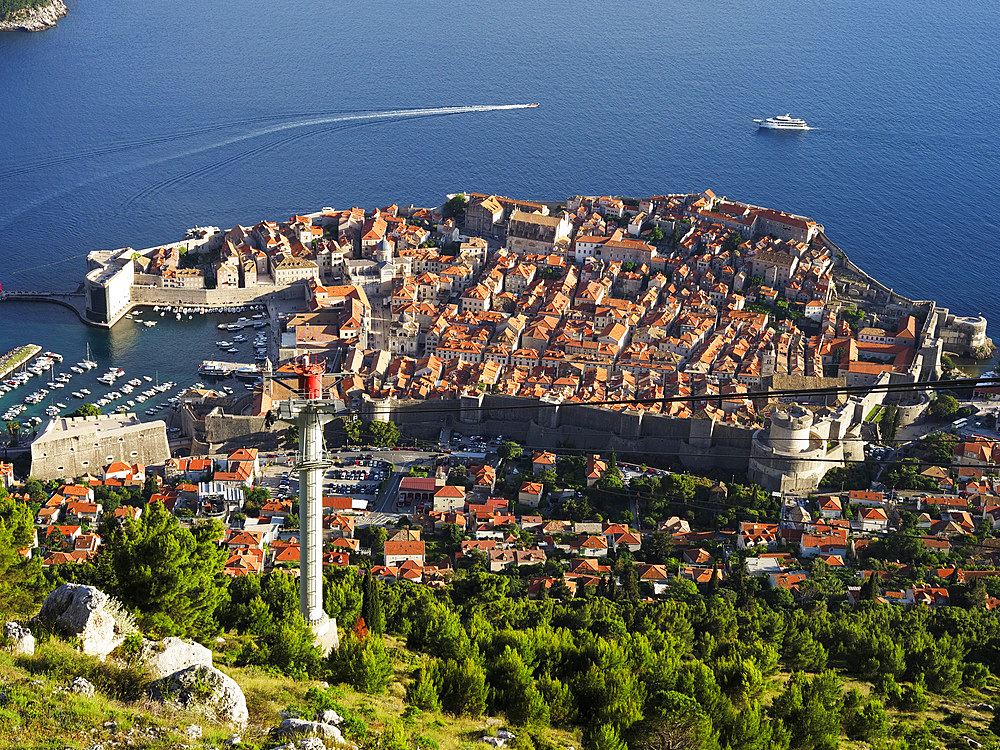 Dubrovnik Old Town, UNESCO World Heritage Site, from Mount Srd, Dubrovnik, Croatia, Europe