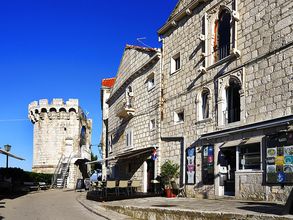 Zakrejan Tower in the Old Town, Korcula Town, Croatia, Europe